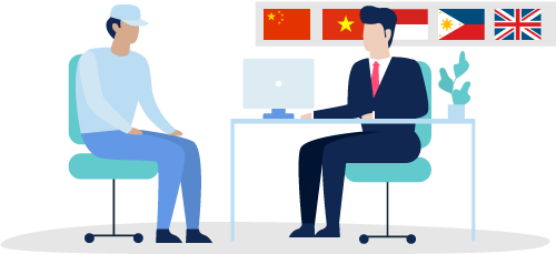 特定技能外国人が相談をしているイメージ